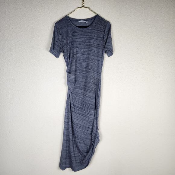 Athleta Downtown Dress, Asymmetrical Hem Ruched Sides, T-Shirt Dress, Small - Picture 4 of 7